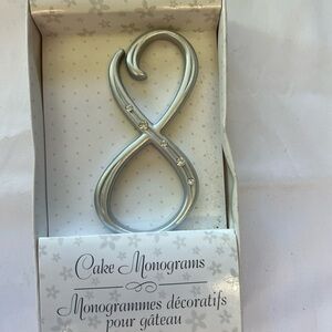 Silver Cake Number `8’ Monogram Topper with Rhinestones